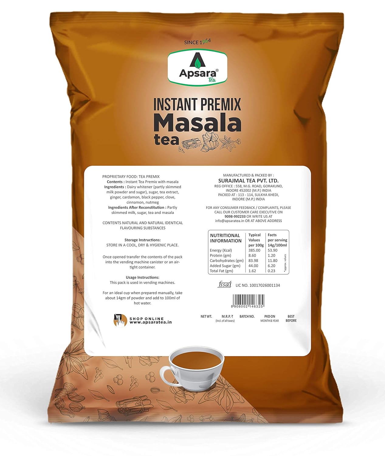 APSARA Premix Masala Tea, 1 KG