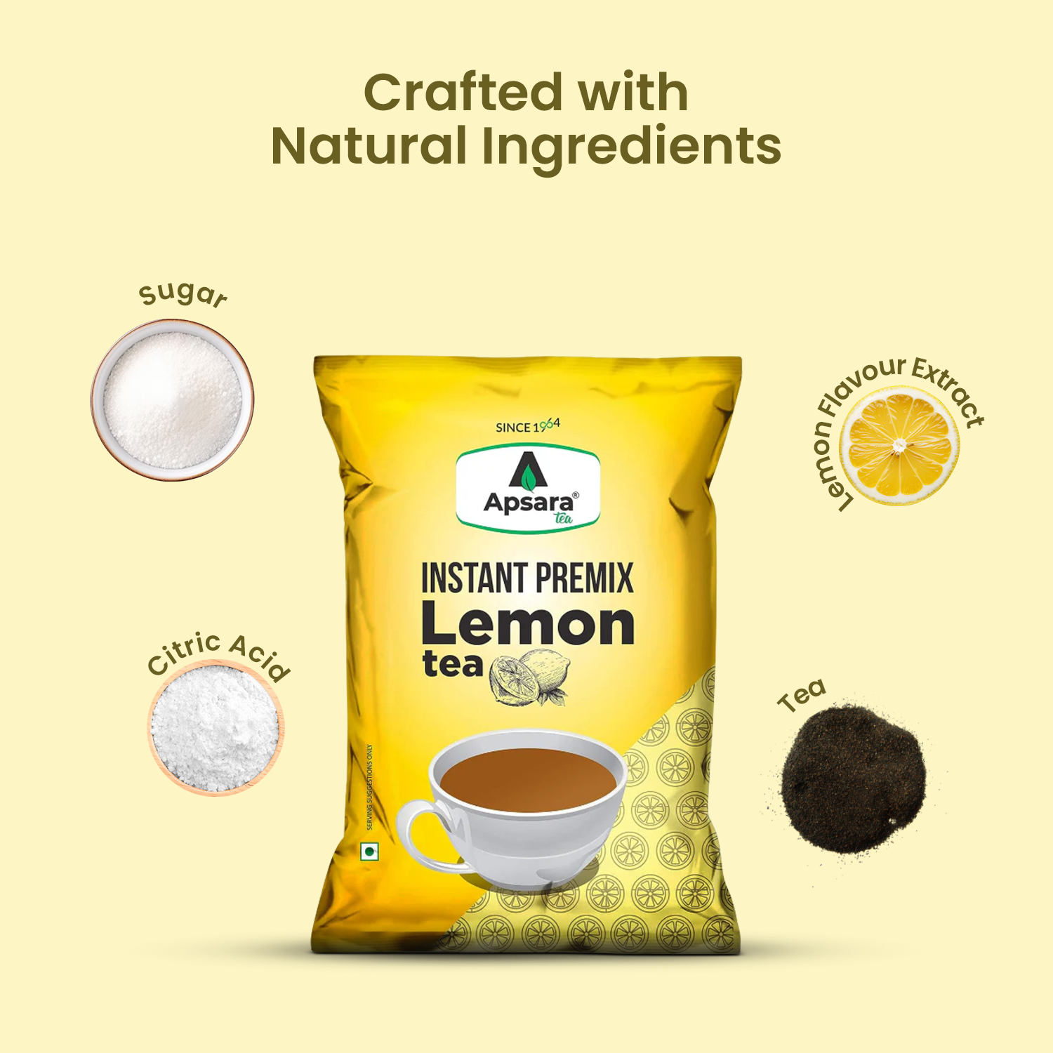 Apsara Tea Instant Premix Lemon Ice Tea | 2 In-1 Tea, Lemon Flavoured Iced Tea, And Hot Lemon Tea | Refreshing Summer Drink | Ready To Drink Ice And Hot Green Tea | Lemon Tea | Iced Tea